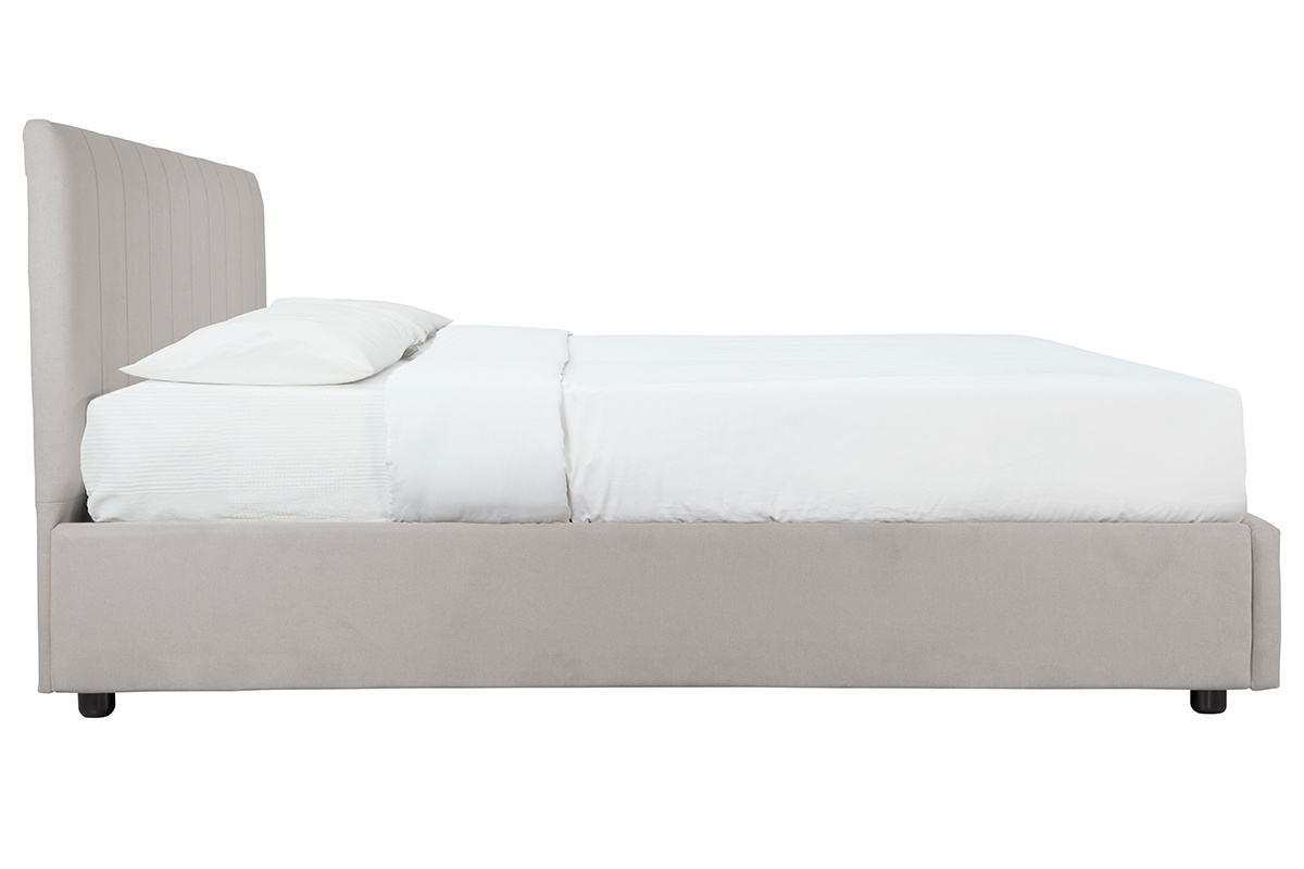 Cama canap 160x200 cm efecto terciopelo gris claro MACHA