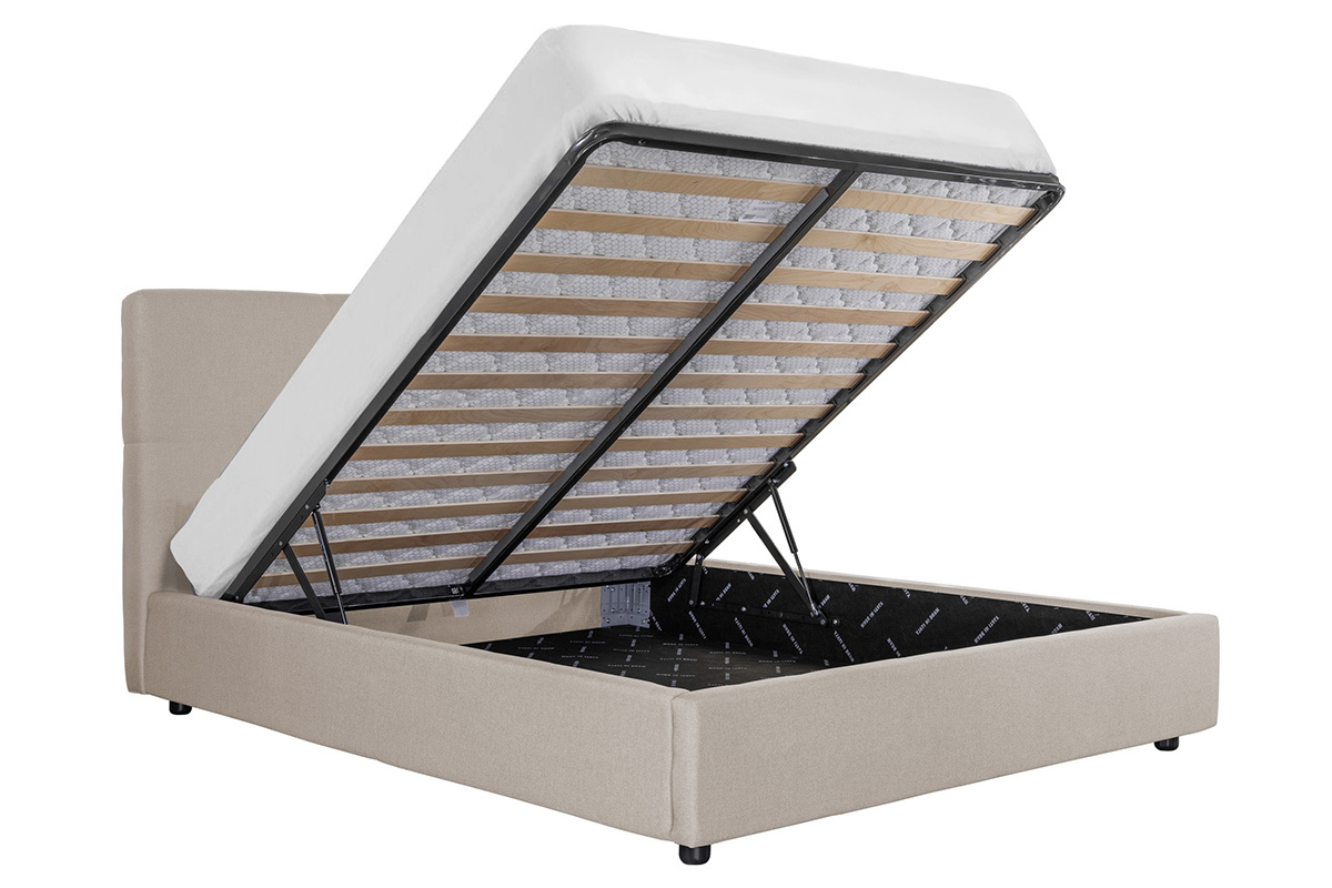Cama canap 160x200 cm en tejido beige SOGNO