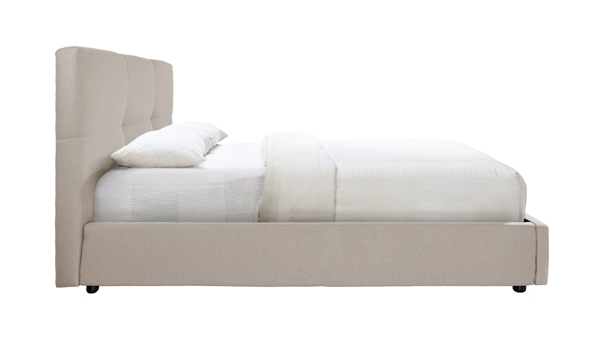 Cama canapé 160x200 cm en tejido beige SOGNO