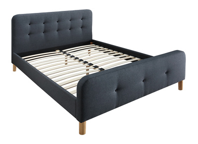 Cama capiton&eacute; tejido gris oscuro 140 x 200cm HOLSEN