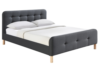 Cama capitoné tejido gris oscuro 160 x 200cm HOLSEN