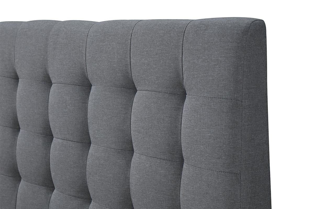 Cama capiton tejido gris y madera 160x200 SOREN