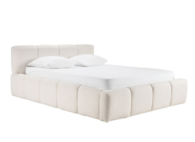 Cama con almacenaje de 2 plazas 160x200 cm en tela de lana rizada MOTTO