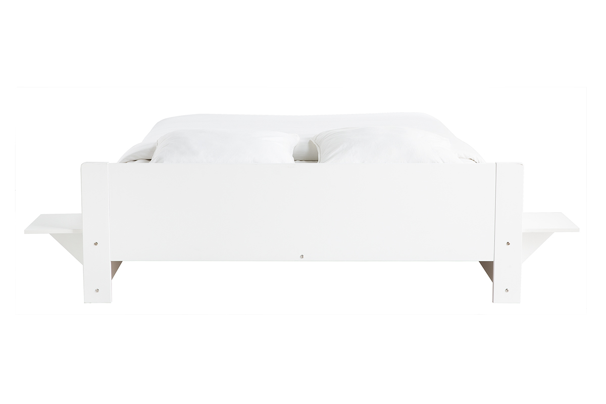 Cama con cajn de almacenaje y mesitas blanca 160 x 200 cm LORIS