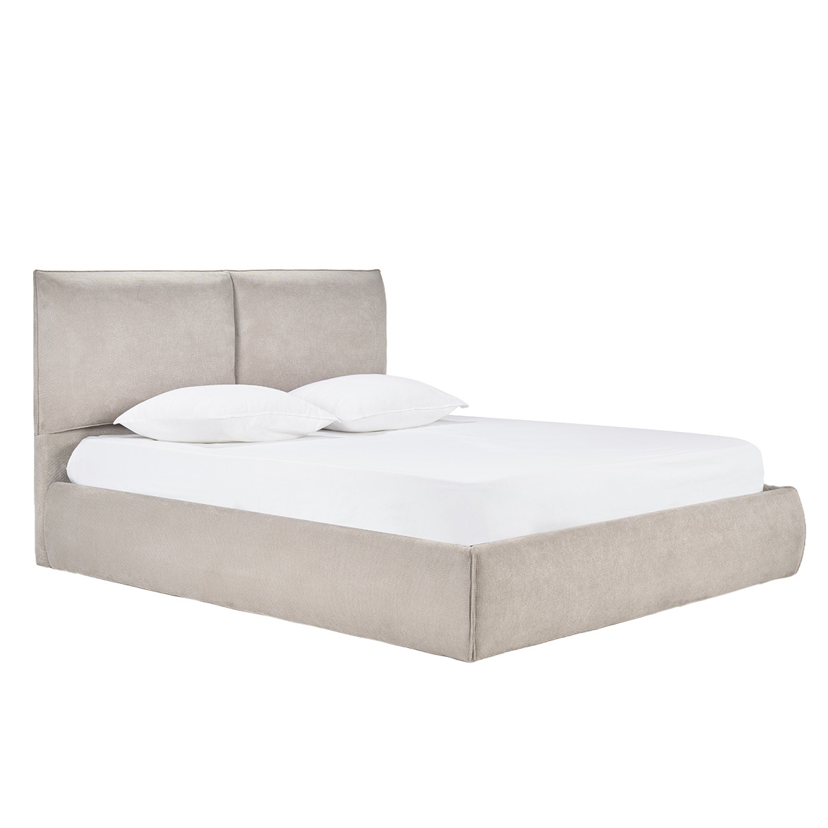 Cama con canapé 2 plazas 160x200 cm en tejido chenilla beige VIGO