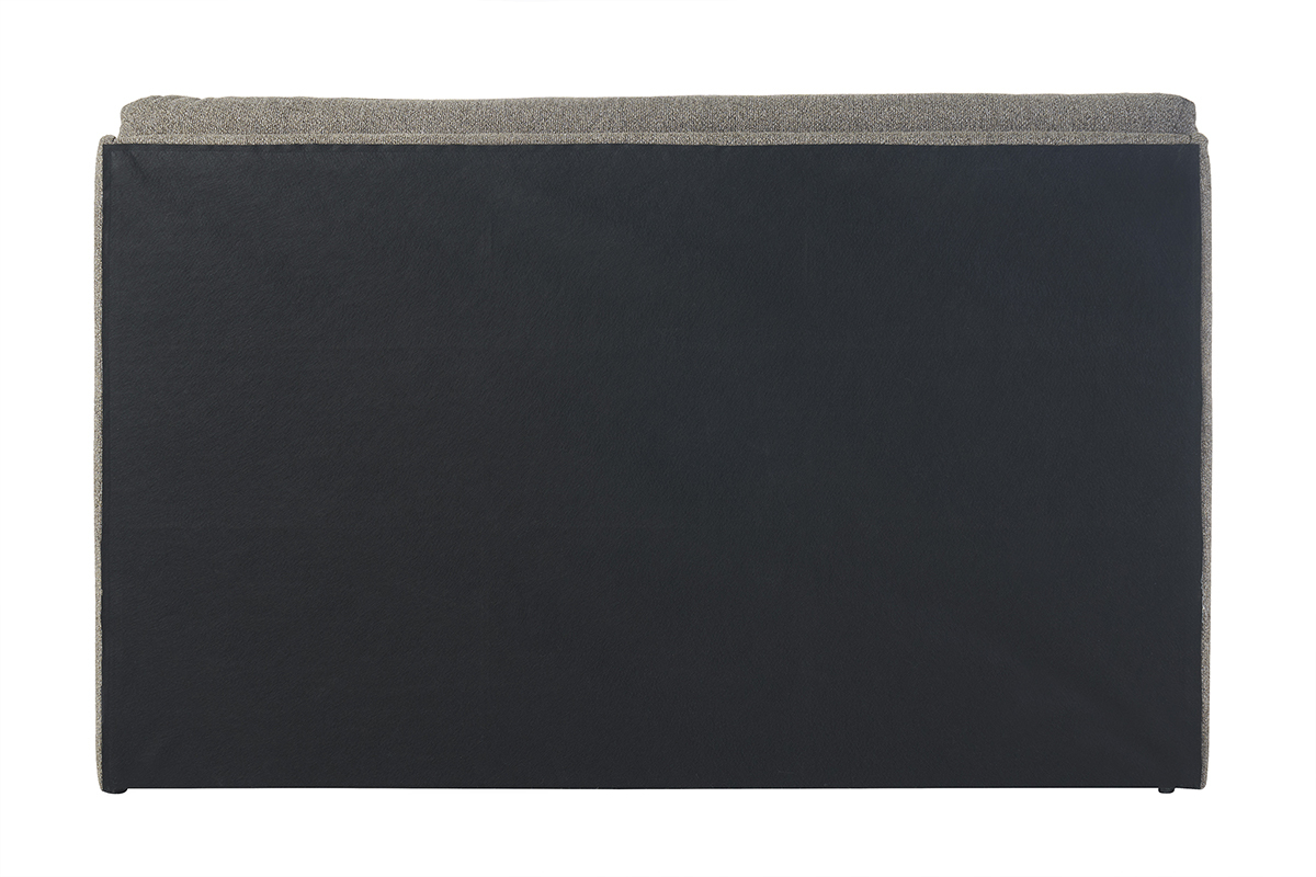 Vista trasera de la cama con almacenaje de 2 plazas 160x200 cm HONO en tela color topo.