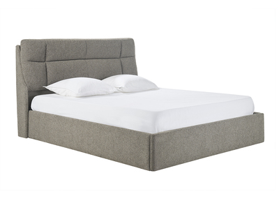 Cama con canapé 2 plazas 160x200 cm en tela texturizada taupe HONO