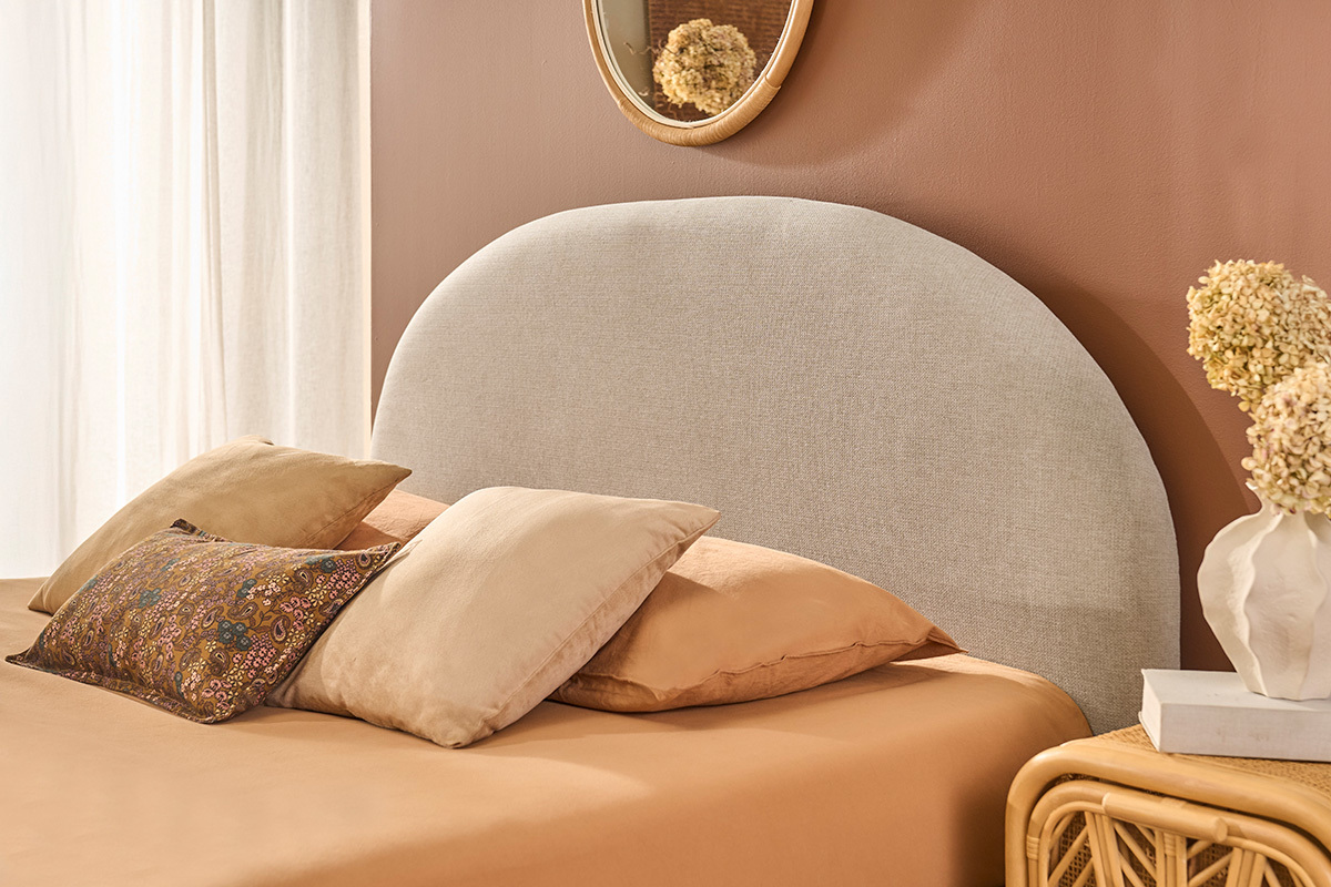 Cama con canap� de 2 plazas 160x200 cm en tela beige OREN