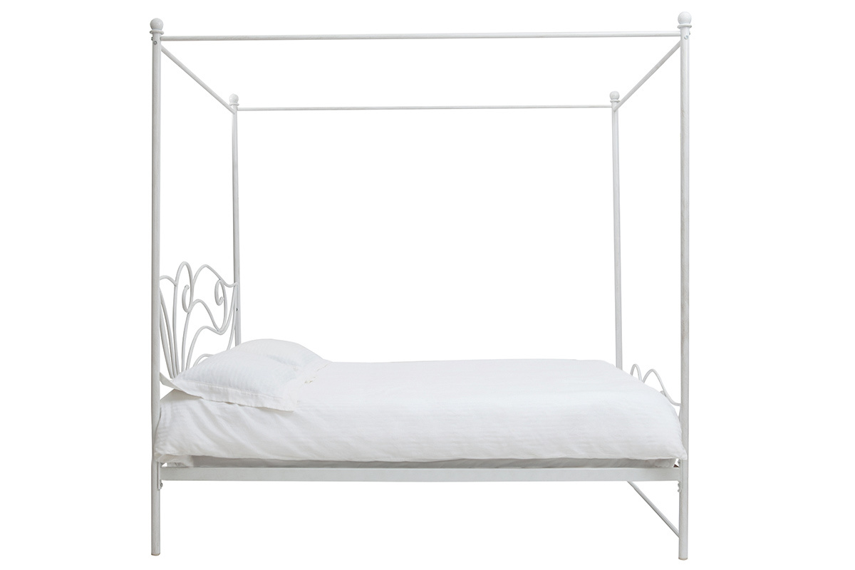 Cama con dosel blanca matrimonial 140x190 VENEZIA
