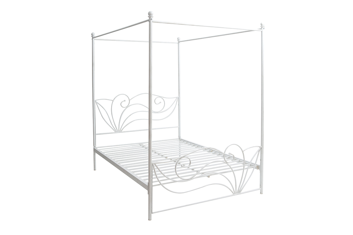 Cama con dosel blanca matrimonial 140x190 VENEZIA