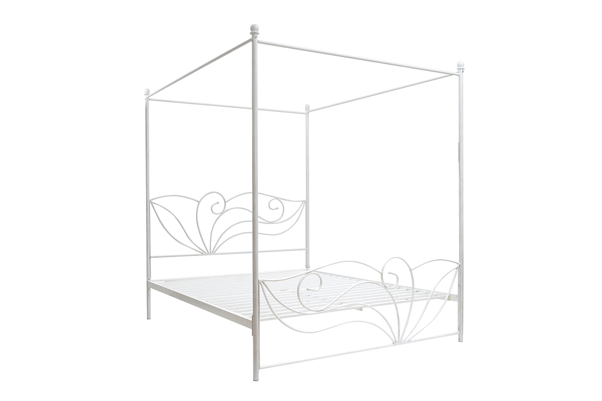 Cama con dosel blanca matrimonial VENEZIA