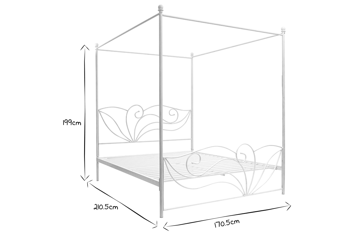 Cama con dosel blanca matrimonial VENEZIA