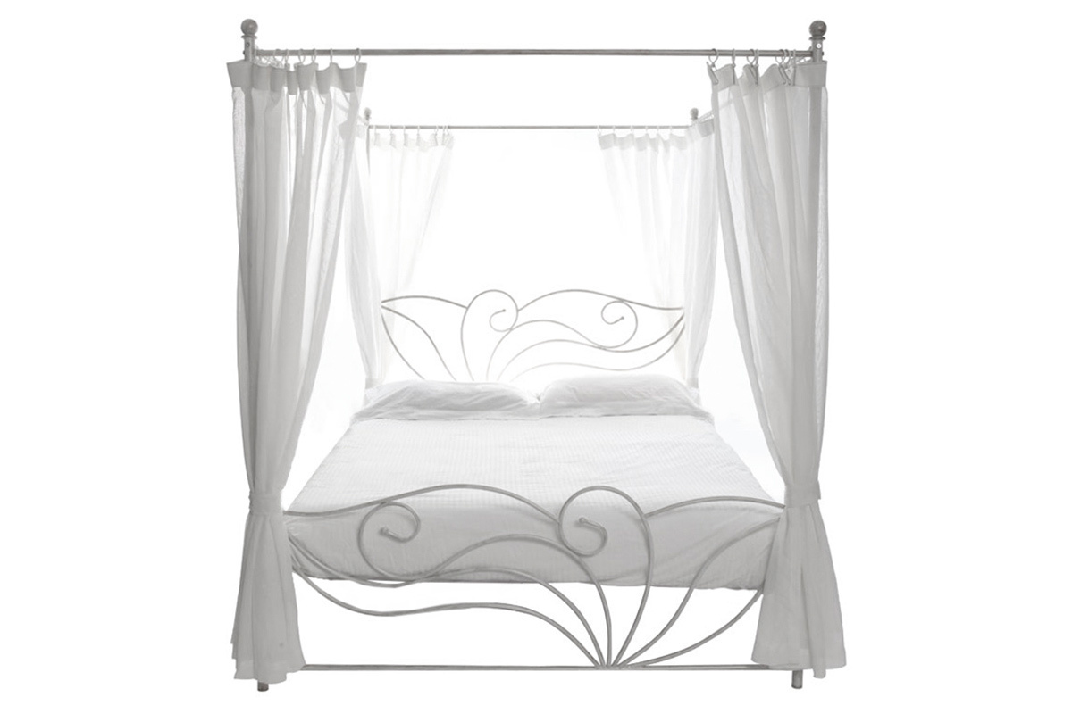 Cama con dosel blanca matrimonial VENEZIA