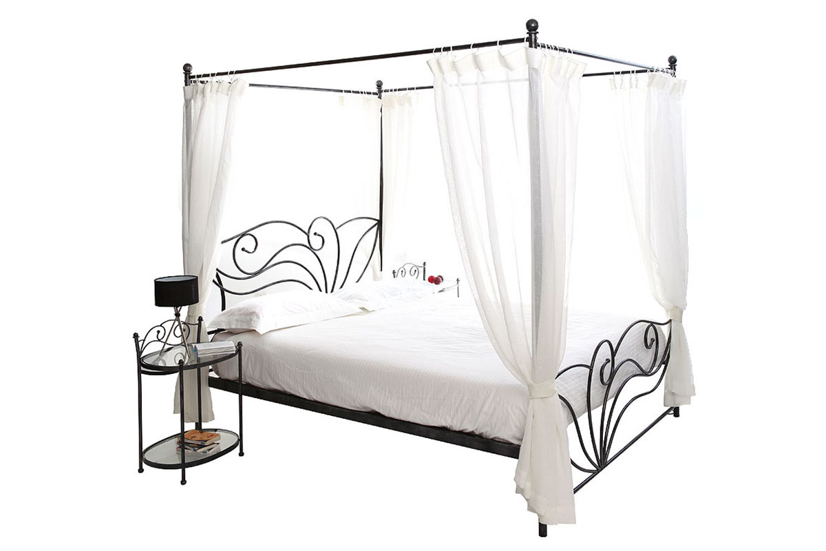 Cama con dosel negra matrimonial 140x190 VENEZIA