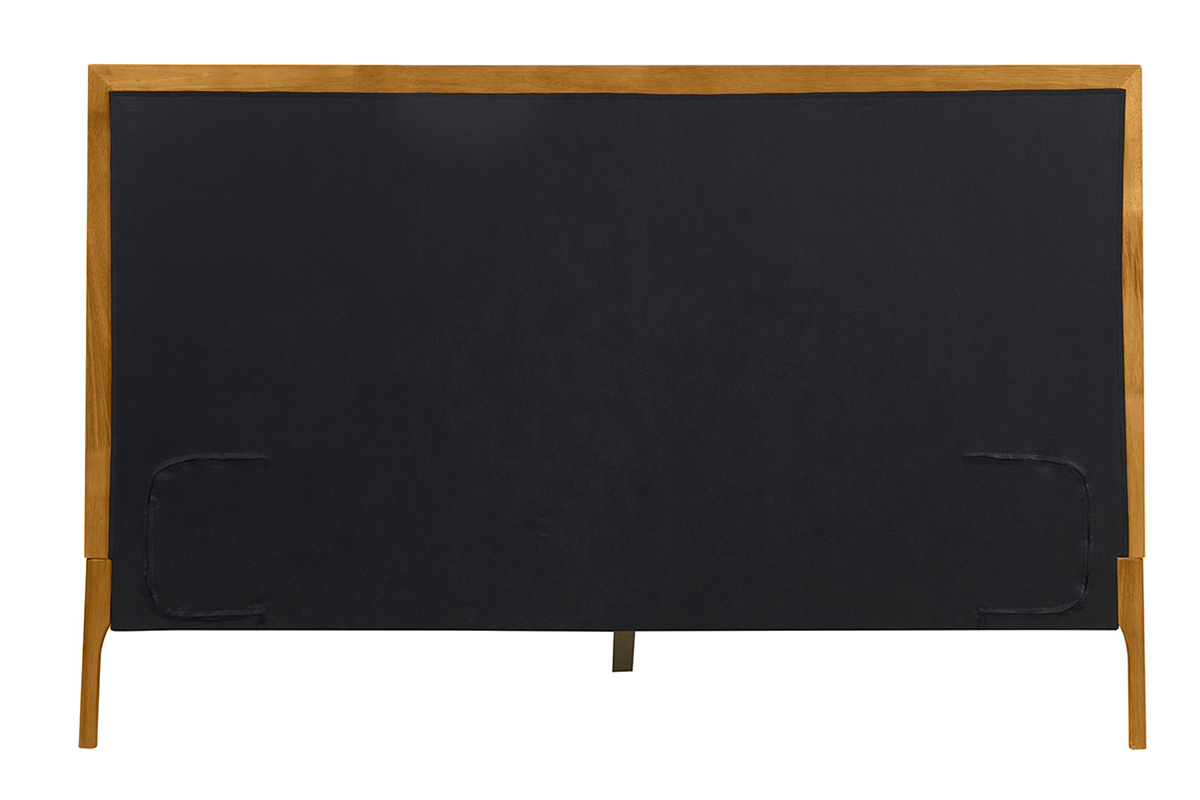 Cama de 2 plazas 160 x 200 cm de madera clara y tejido gris claro RONN