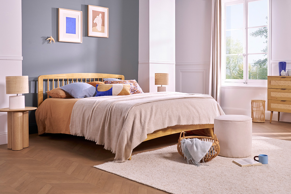 Cama de 2 plazas 160 x 200 cm de madera TERRY