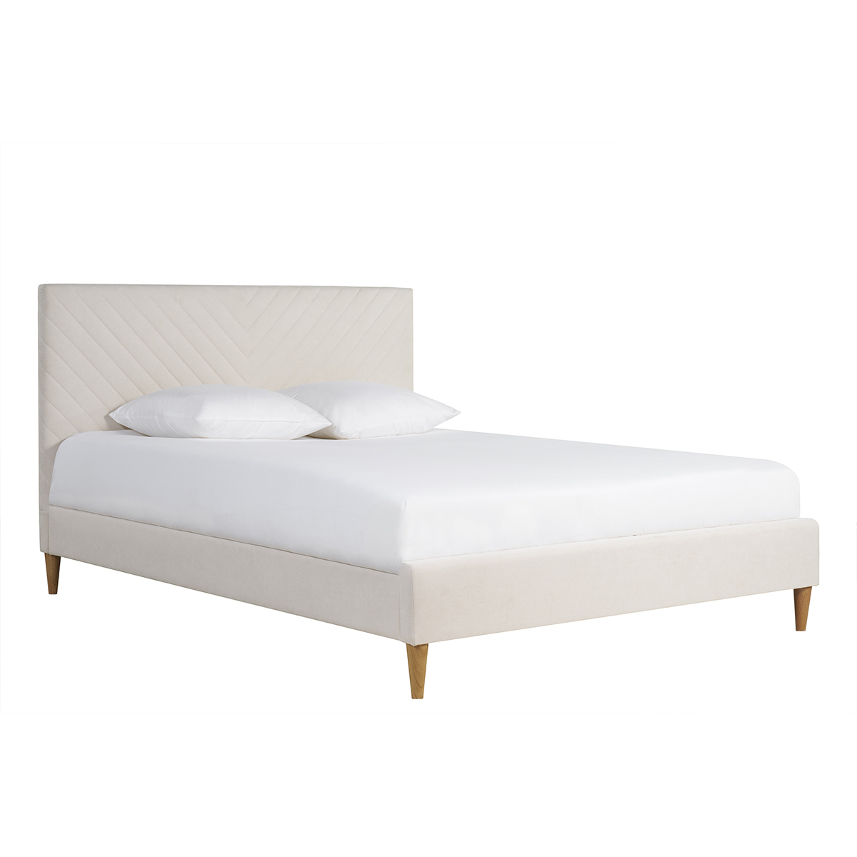 Cama de 2 plazas 160 x 200 cm de tela beige SIDONIE