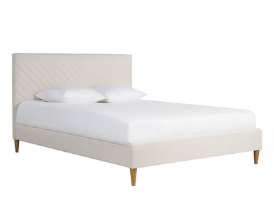 Cama de 2 plazas 160 x 200 cm de tela beige SIDONIE
