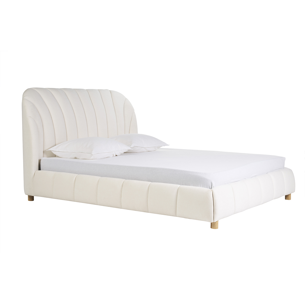 Cama de 2 plazas 160x200 en tela efecto lana rizada ARIELLE