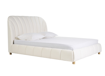 Cama de 2 plazas 160x200 en tela efecto lana rizada ARIELLE