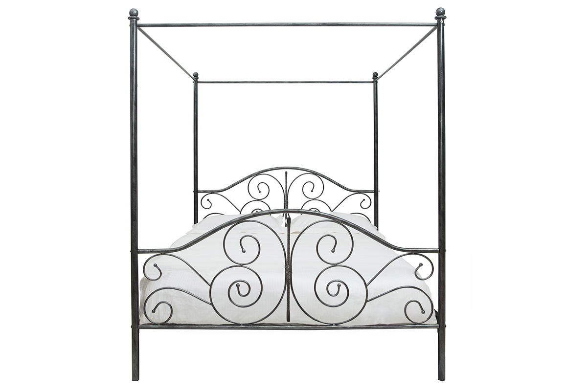 Cama de dosel negra matrimonial VICTORIA 160x200