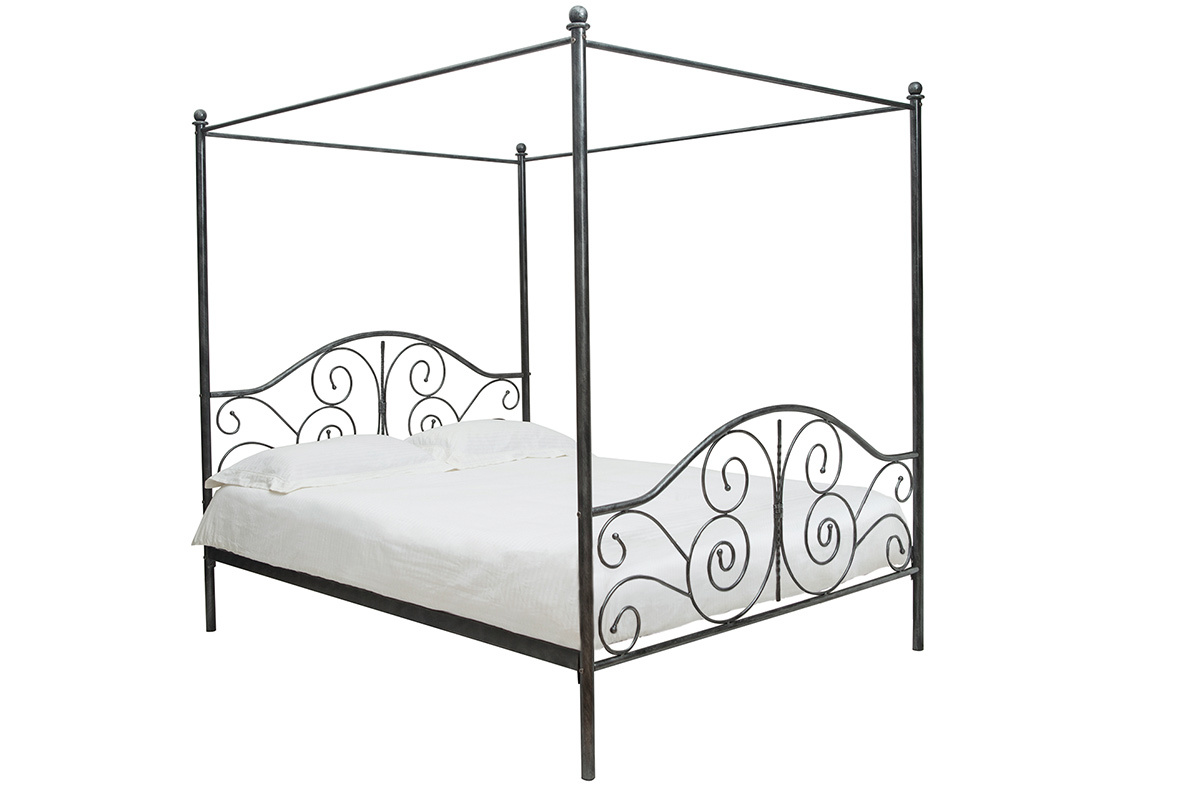 Cama de dosel negra matrimonial VICTORIA 160x200