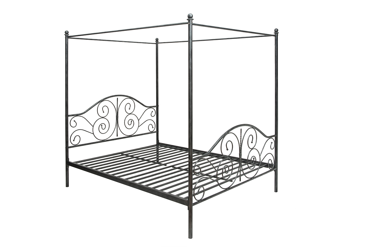 Cama de dosel negra matrimonial VICTORIA 160x200