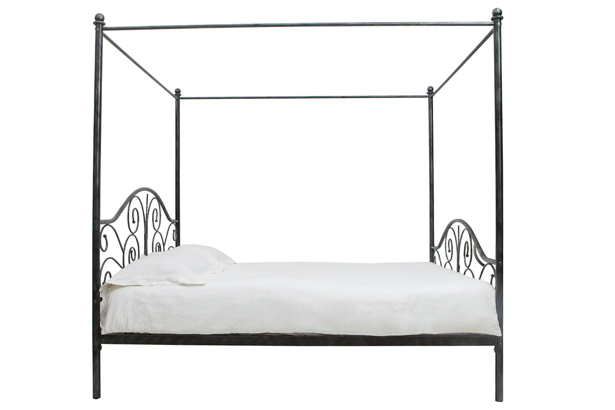 Cama de dosel negra matrimonial VICTORIA 160x200