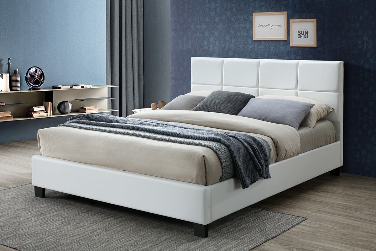 Cama de matrimonio 160x200 cm blanco SOLAL