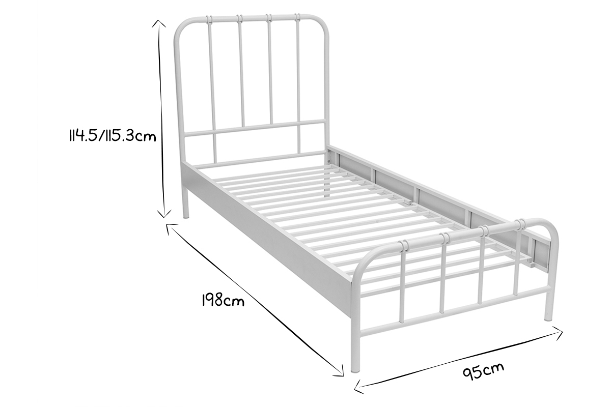 Cama de metal blanca 90נ190cm AUGUSTE