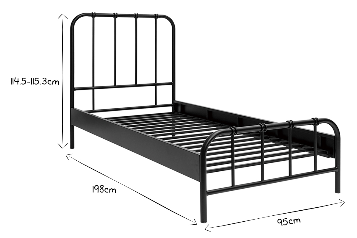 Cama de metal negra 90נ190cm AUGUSTE