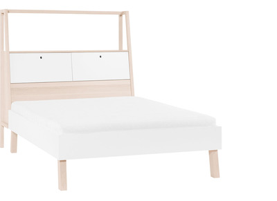Cama dise&ntilde;o con almacenaje 160x200 madera y blanco EASY