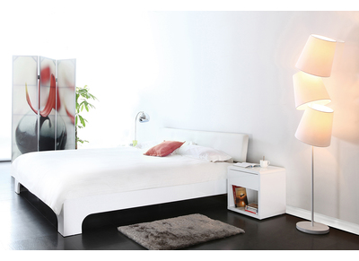 Cama dise&ntilde;o lacado blanco 2 personas 160x200 ELIAH