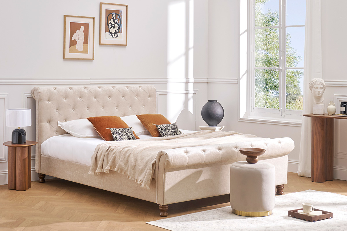 Cama doble 160*200 terciopelo RILEY