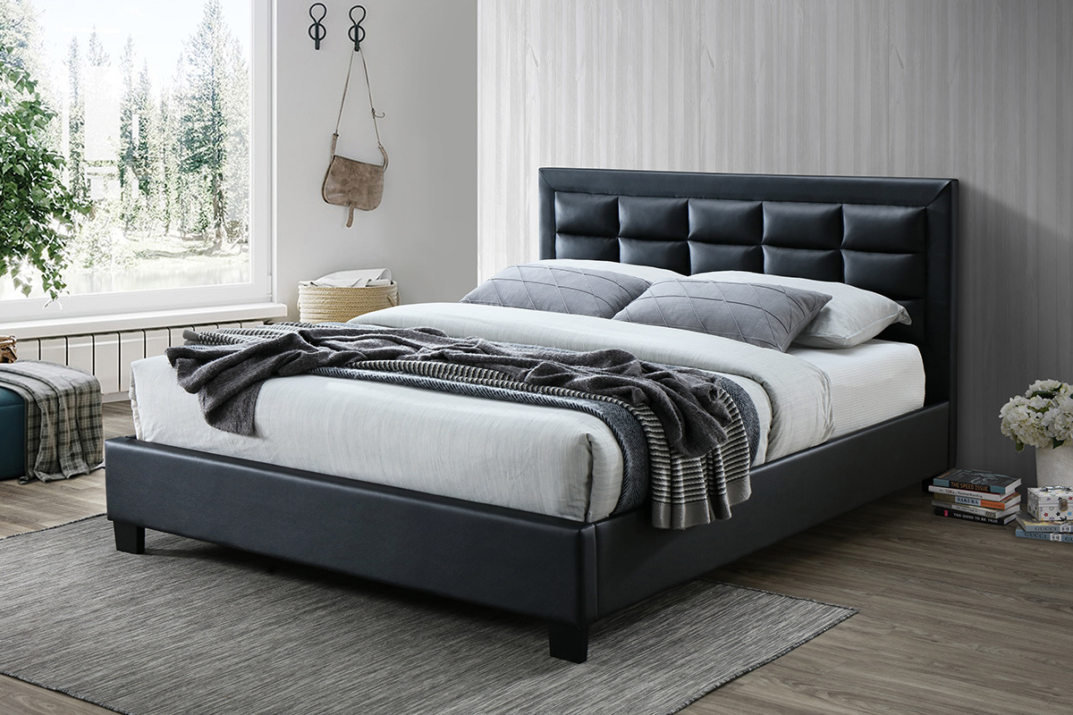 Cama dos plazas 160*200 negra KINGLEY