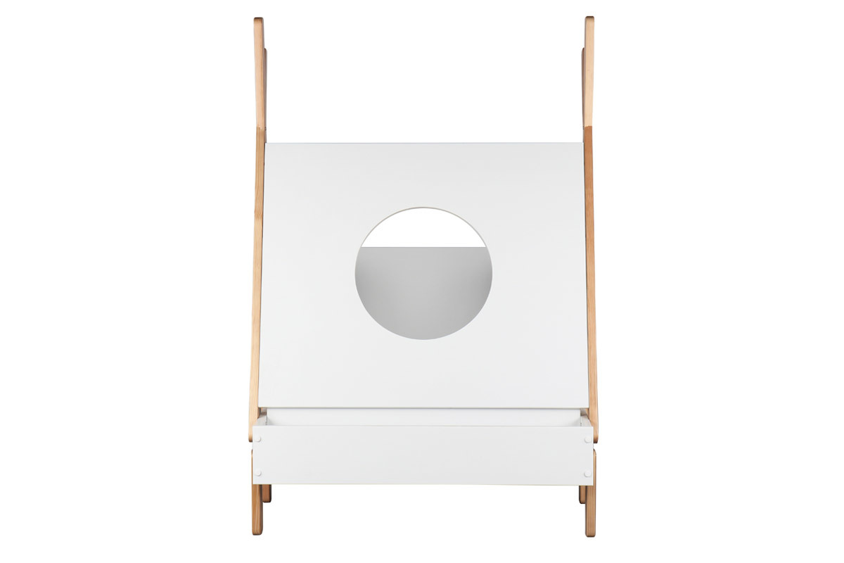 Cama infantil barco blanco y madera clara (somier no incluido) TIMEHLO