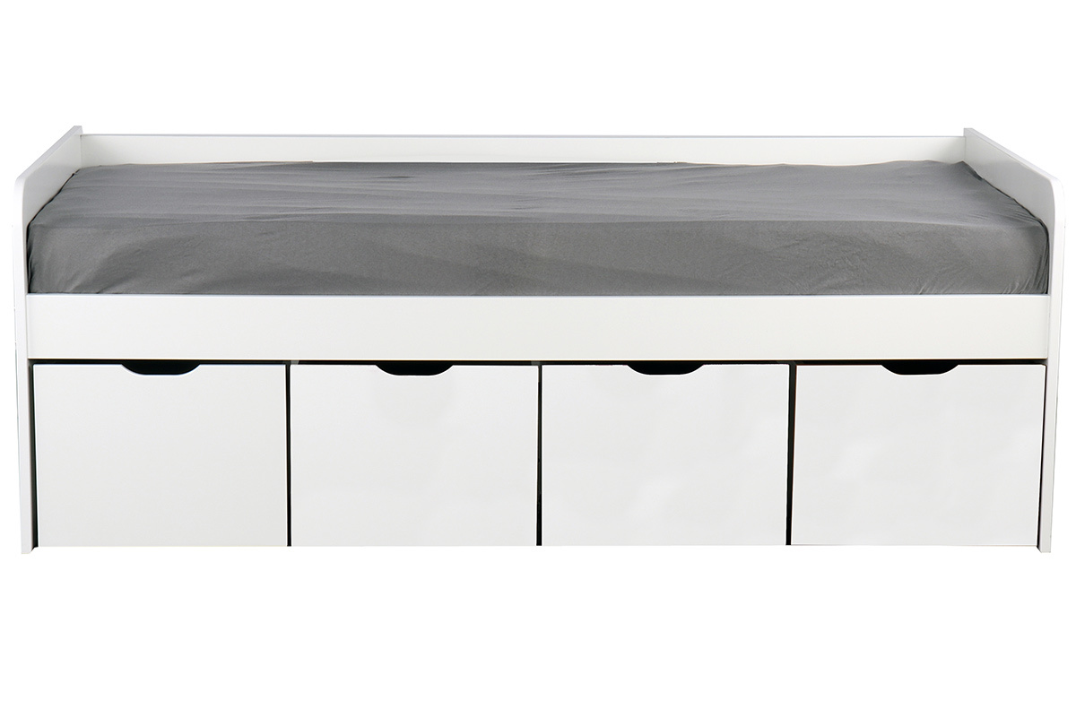 Cama infantil con almacenaje 4 cajones madera y blanca MOLENE