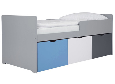 Cama infantil con cajones 90x190 cm azul, blanco y gris JULES - Cama infantil con cajones 90x190 cm azul, blanco y gris JULES