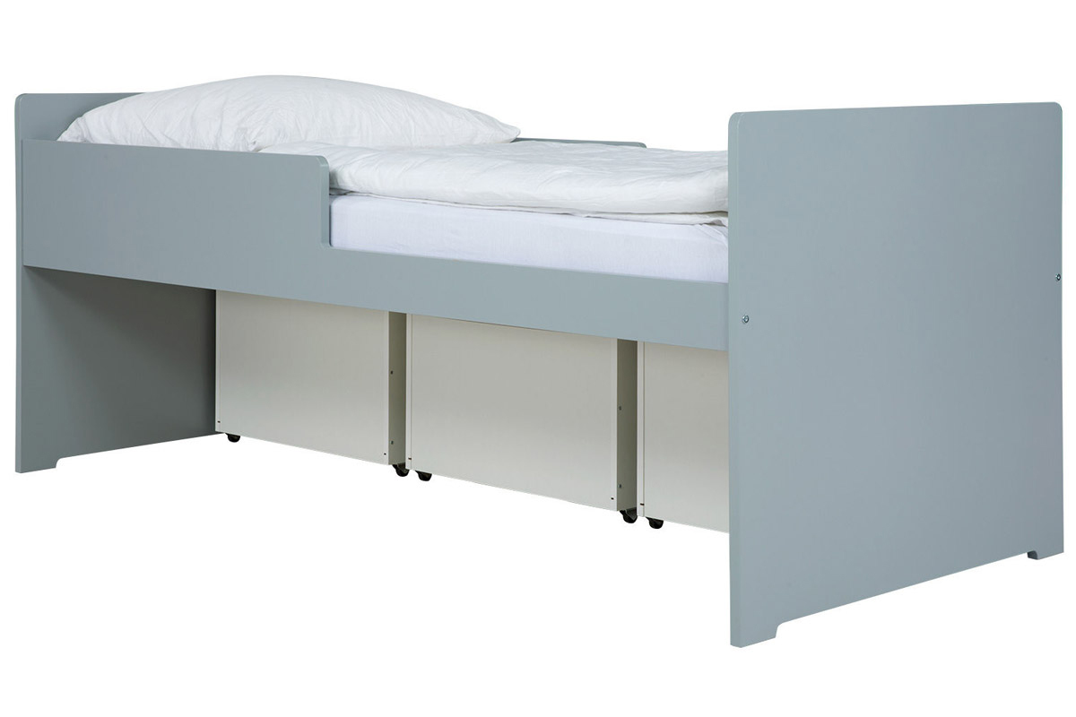 Cama infantil con cajones 90x190 cm rosa, blanco y gris JULES
