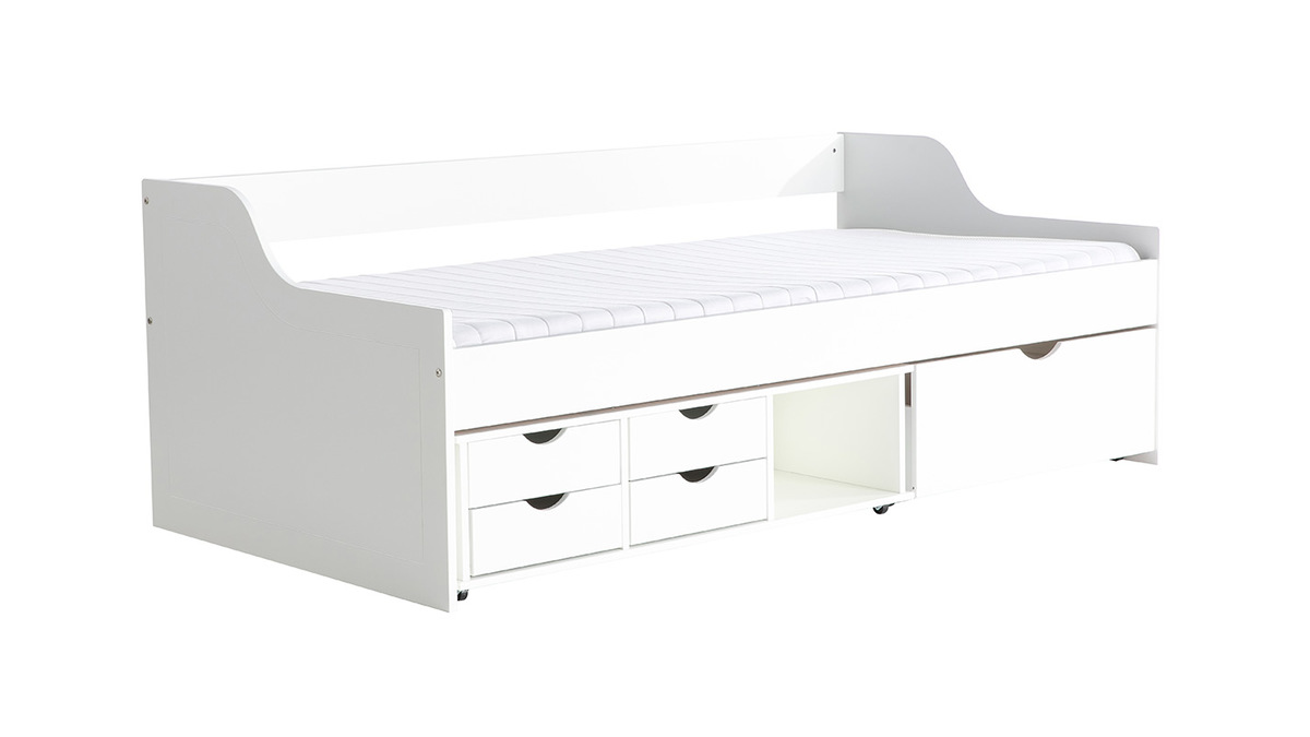 Cama infantil con cajones 90x190 pino blanco CLEO