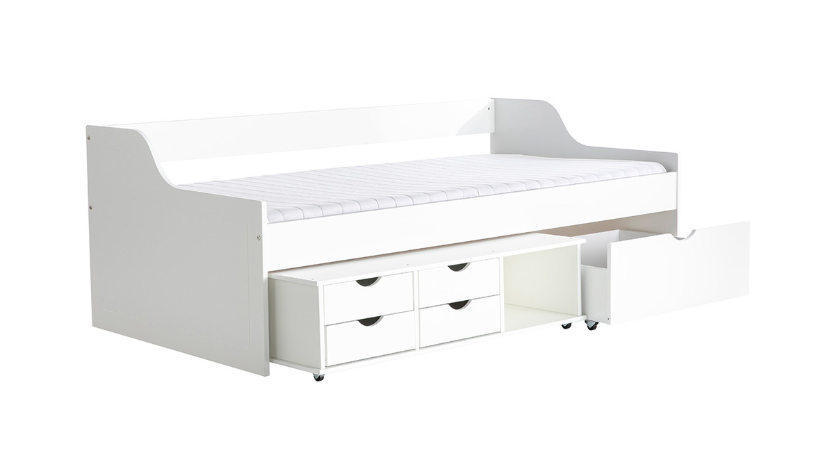 Cama infantil con cajones 90x190 pino blanco CLEO