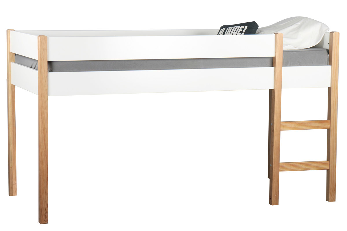 Cama infantil elevada en pino blanco ALTO