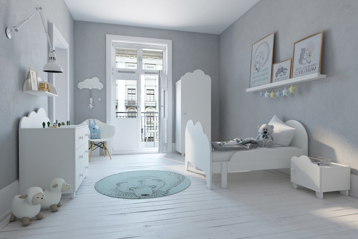 Cama infantil evolutiva nube color blanco AERO