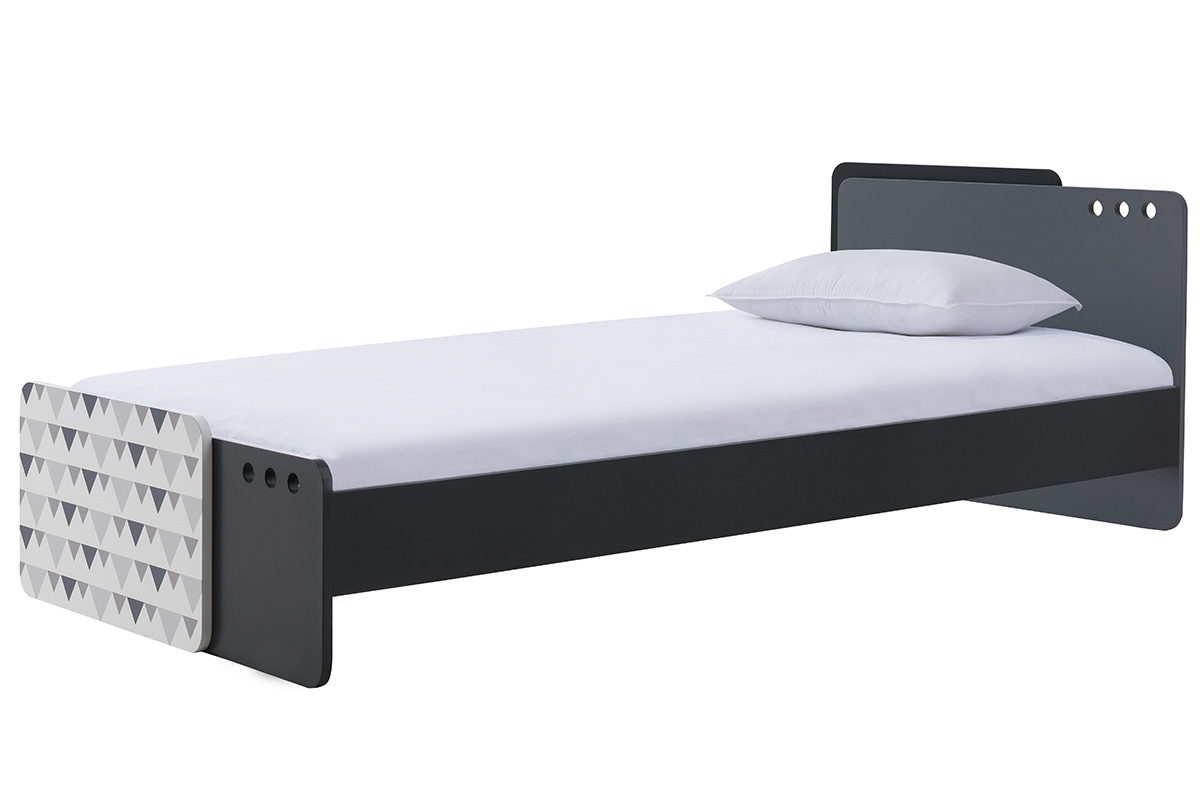 Cama infantil modulable gris con decoracin geomtrica TERTIO