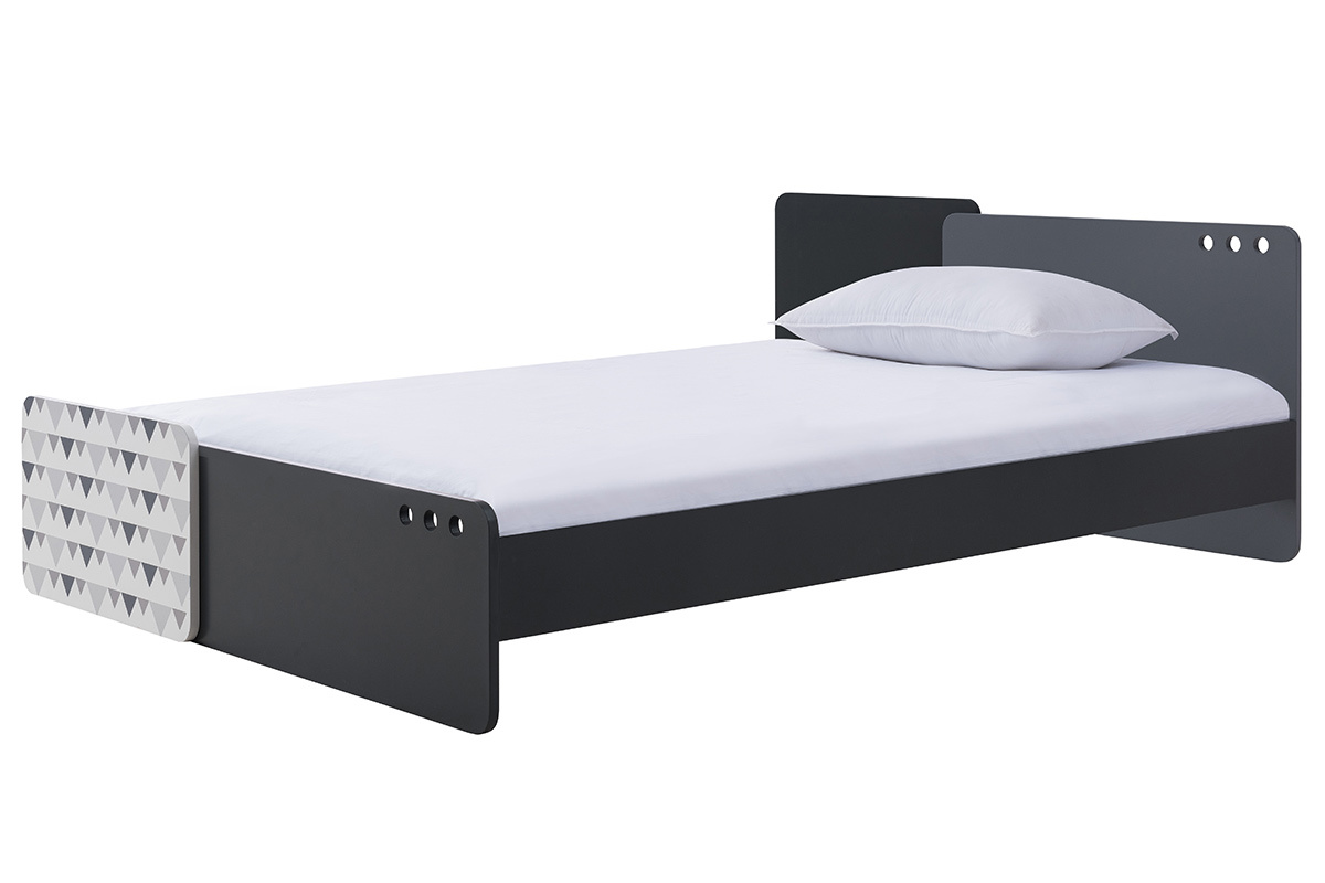 Cama infantil modulable gris con decoracin geomtrica TERTIO