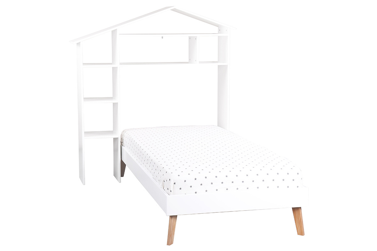 Cama infantil y cabecero con almacenaje 160 x 200 cm HOME