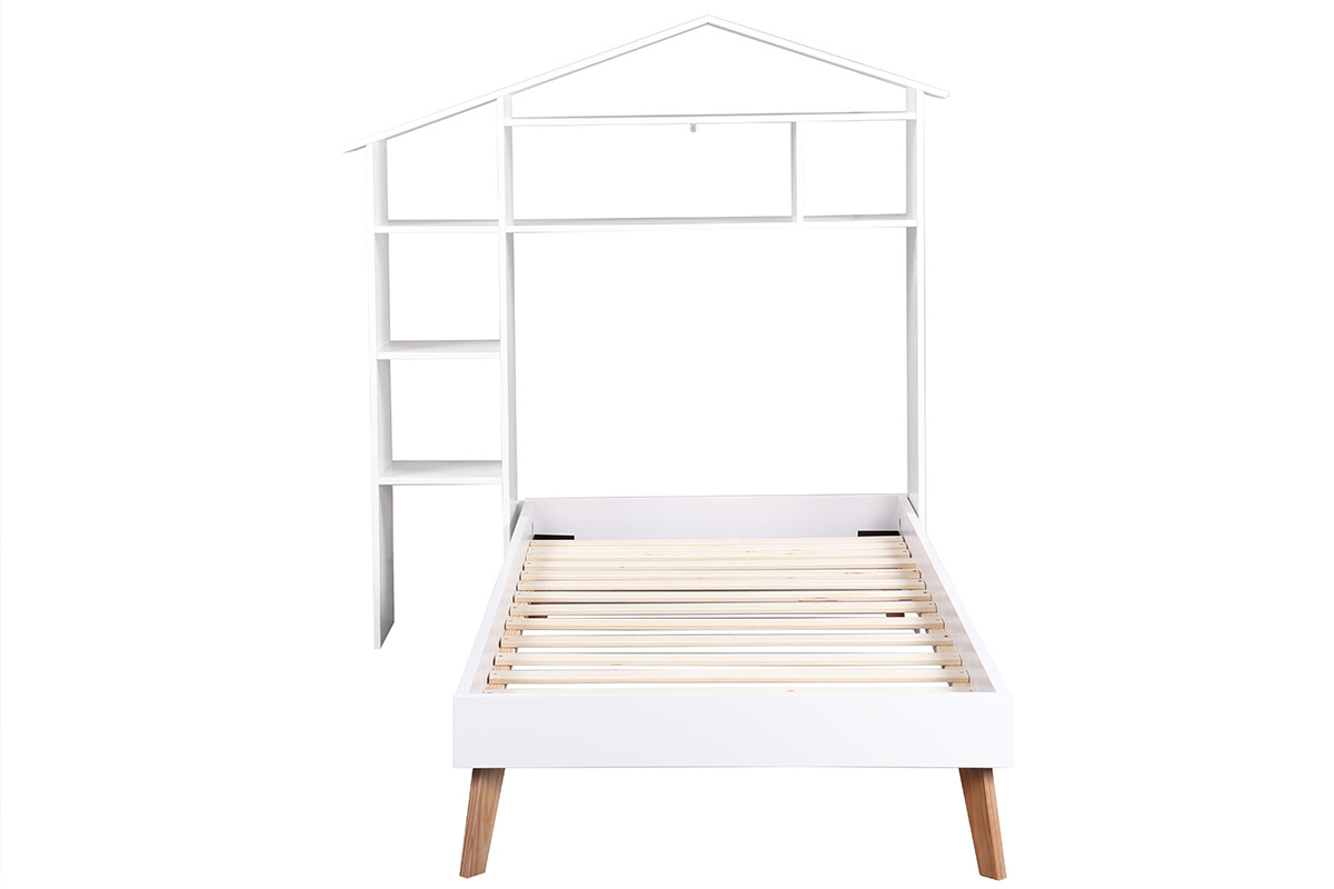 Cama infantil y cabecero con almacenaje 160 x 200 cm HOME