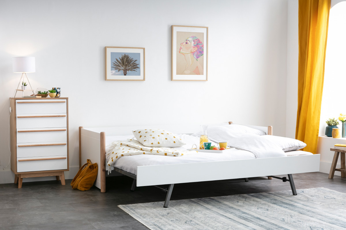 Cama nido blanco y madera 90 cm SIAMOI