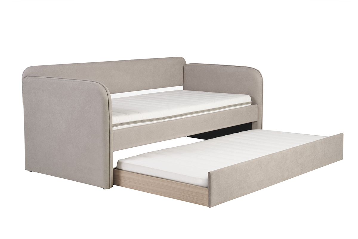 Cama nido de tela taupe 90 x 190 cm EDISON