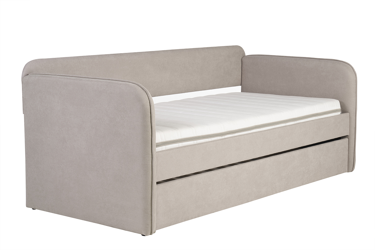Cama nido de tela taupe 90 x 190 cm EDISON